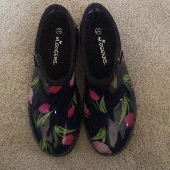 NWOT Sloggers Printed Floral Base Waterproof Gardening Shoes w/Tulips-Size 11 - Picture 1 of 9